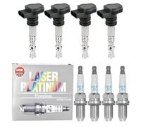4x Abakus Bobina + 4x NGK Candela Laser Platinum Adatto A per Audi Tt 8N3