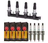 4x Abakus Bobina Accensione + 4x NGK Candela V-Line per Peugeot 207 Wa _ Wc _