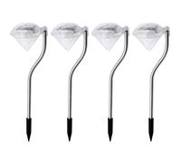 4x Acciaio Inox LED Solare Lampade da Giardino Diamante Luce