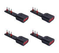 4x Adattatore ultrapiatto salvaspazio, nero,spina grande 16A, presa bipasso 16A, adattatore flat extra-piatto, ideale per installazioni in spazi ristretti come dietro mobili o elettrodomestici