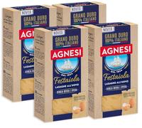 4X Agnesi Festaiola Lasagne all'Uovo di Grano Duro 100% Italiano, Sfoglia Ruvida e Spessa 500g
