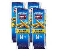 4X Amica Chips Bi-Bip Patatine Gusto Formaggio Formato Multipack con all'interno 6 Buste da 25g, 150g