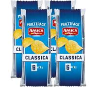 4X Amica Chips Classica Patatine Formato Multipack con all'interno 6 Buste da 25g Senza Glutine 150g (Gluten Free)