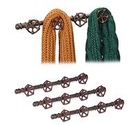 4x Appendiabiti da Parete, Aspetto Industrial, 4 Ganci, Design a Tubo dell’Acqua Decorativo, 6,5 x 46,5 x 6 cm, marrone