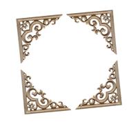 4x Applique intarsiate ad angolo intagliate, per caminetto, cornice per