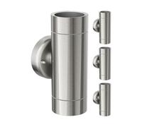 ledscom.de 4 pz. applique WEDO per esterni, IP44, up/downlight, acciaio inox opaco, rotondo, 2x GU10 max. 35W