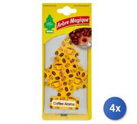 4x Arbre Magique Deodorante Auto Pinetto Coffee Aroma