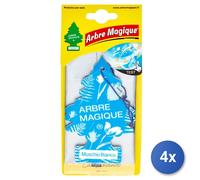 4x Arbre Magique Deodorante Auto Pinetto Muschio Bianco