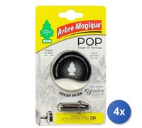 4x Arbre Magique Deodorante Auto X Bocchetta Pop Fresh Musk
