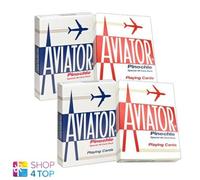 4x aviator Pinochle Carte da Gioco Mazzi, Standard Index, Blu & Rosso