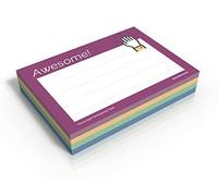 4x Awesome Notes - 200 Wertschätzungs-Haftnotizen Awesome - Ottimo lavoro - Grazie - Molto felice - 70 g/qm - 100 x 72 mm - 4x50 Blatt - Lila - Blau - Grün - Gelb