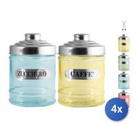 4x Barattoli In Vetro Assortiti Tappo in metallo Royal Norfolk