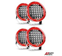 4X Barra Faro Lavoro LED 9" 96W Spot Rosso 12V 24V 8000 lm 6000K