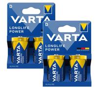 4x Batterie Alcaline D / R20, 1,5V VARTA Longlife Power