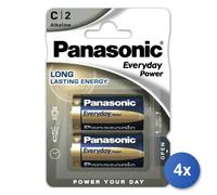 4x Batterie C marca Panasonic modello LR14/C Alkaline