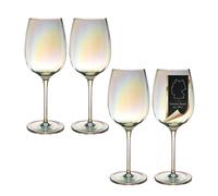 4x Bicchiere da vino a calice arcobaleno forma ondulata scintillante 440 ml