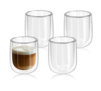 Navaris 4x Bicchiere in vetro borosilicato - Capienza 350ml doppio strato - Set 4 bicchieri trasparenti in vetro - Soffiati a mano - per tè caffè
