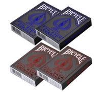 4x bicycle Metalluxe Lamina Carte da Gioco - 2 Rosso 2 Blu Rider Back Mazzi USA