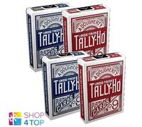 4x BICYCLE Tally-Ho Ventola Posteriore Giocare Carte, 2 Rosso 2 Blu, Poker