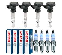 4x Blue Print Bobina Accensione + 4x Bosch Candela Doppio Iridio per Mazda 5