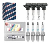 4x Bobina Accensione Bosch + 4x NGK Candela Laser Platinum per Hyundai i20 Pb