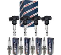 4x Bobina Accensione Bosch + Beru Candela per VW Golf IV 1J1 1.4 16V Audi A2 8Z0