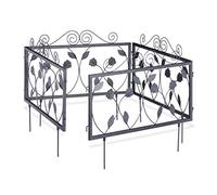 4x Bordura per Aiuola in Metallo, Set di Pannelli con Foglie Recinzione Giardino 4 Pannelli 34,5 x 56,5 cm, Nero