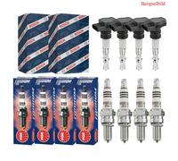 4x Bosch Bobina + 4x NGK Candela Iridio Ix per Nissan Almera II Berlina (