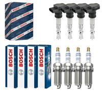 4x BOSCH Bobina Accensione + 4x Candela Doppio Platino per BMW 1er F20 118i Mini