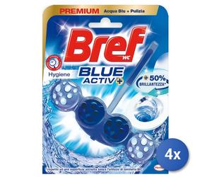4x Bref Tavoletta Wc Solida 4 Palline Blue Active+