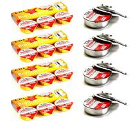 4x Bruciatore Con 16x Sterno A 80g Spiritusbrenner Fonduta Etanolo Bruciatore