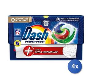 4x Bundle Dash Lavatrice Ecodosi 19 Pezzi Power Igienizzant Made In Italy