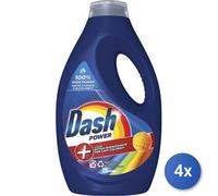 4x Bundle Dash Power Lavatrice Liquido 18 Misurini Igiene Colore