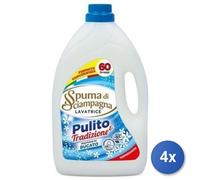 4x Bundle Spuma Di Sciampagna Lavatrice Liquido 60 Misurini Marsiglia Made In