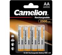 4x Camelion Batterie Ricaricabili AA Ni-MH 2500mAh Con Custodia