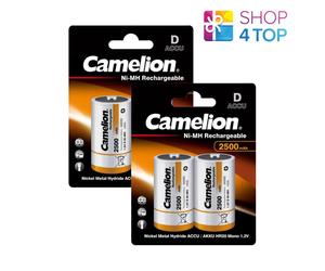 4x CAMELION Batterie Ricaricabili D NiMH 2500mAh 1.2V HR20 Mono