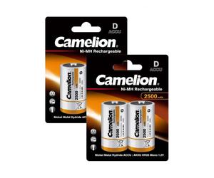 4x CAMELION Batterie Ricaricabili D NiMH 2500mAh 1.2V HR20 Mono