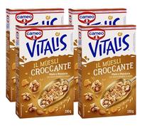 4X Cameo Vitalis il Muesli Croccante Fiocchi di Avena con Miele e Mandorle in Scaglie 310g [4 Confezioni]