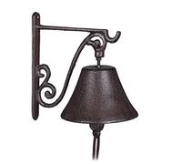 4x Campana per Porta in Ghisa Antica, Stile Rustico, a Parete da Ingresso, Deco da Giardino, Resistente, Marrone