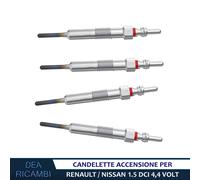 4x Candelette per DACIA DUSTER (HS) 1.5 dCi 4X4 kw 66/80/81 2010-2018 CD2096