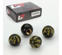 4X Cappucci Valvola Alluminio Pneumatico Valvola Palla Fuoco Nero Per AUDI A4 A6