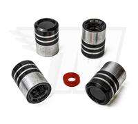 4x Cappuccio Valvola Di Metallo per Pneumatici Auto, Biciclette Nero+Argento