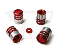 4x Cappuccio Valvola Di Metallo per Pneumatici Auto, Biciclette Rosso + Argento