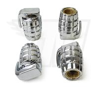 4x Cappuccio Valvola Di Plastica Per Pneumatici Auto, Biciclette Granata Cromo
