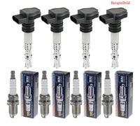 4x Carne & Doria Bobina Accensione + Beru Candela di per VW EOS 1F7 1F8 2.0 FSI