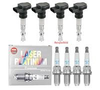 4x Carne & E Doria Bobina Accensione + 4x NGK Candela Laser Platinum per VW