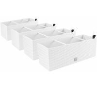 4x cassetta da balcone fioriera effetto rattan vaso per piante fioriera bianc...