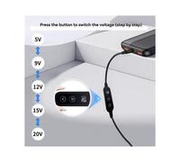 4X Cavo di Alimentazione USB C A Boost, Cavo Convertitore di Alimentazione Regolabile da Tipo C A PD da 65 W, Ricarica Rapida 5 V/9 V/12 V/15