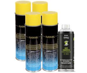 4x Cera protettiva sottoscocca spray 500 ml + Convertitore di ruggine 400 ml