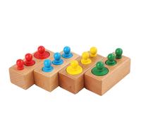 4x Cilindri Montessori con Manopola Blocchi di Pratica in Legno per La Scuola